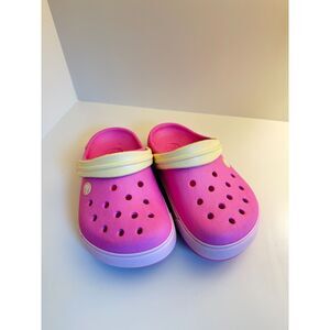 Crocs Crocband - Size 1 - Pink/Yellow/White
